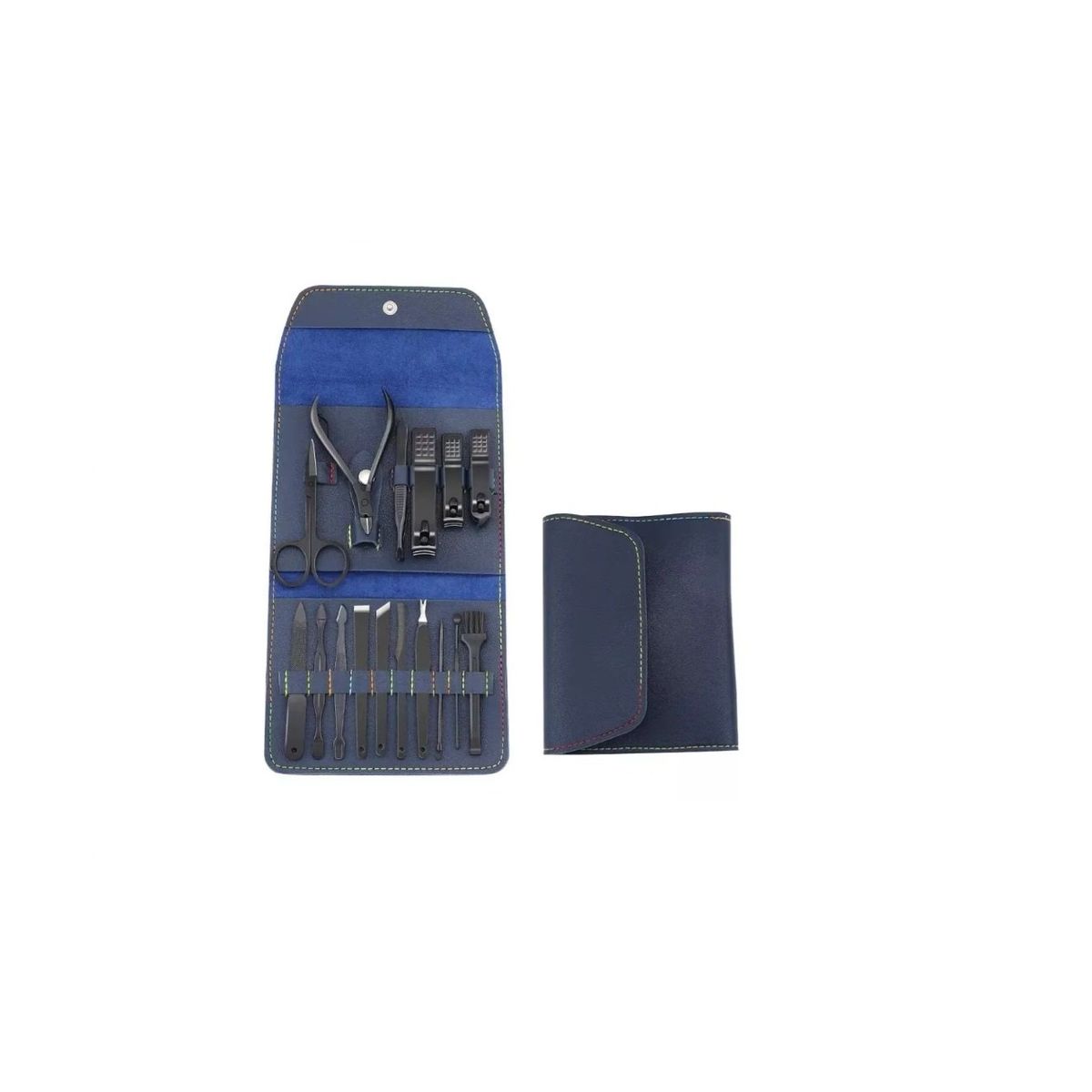 GENERICO - Set Manicure 16 Piezas Herramientas Corta Uñas Profesional Azul