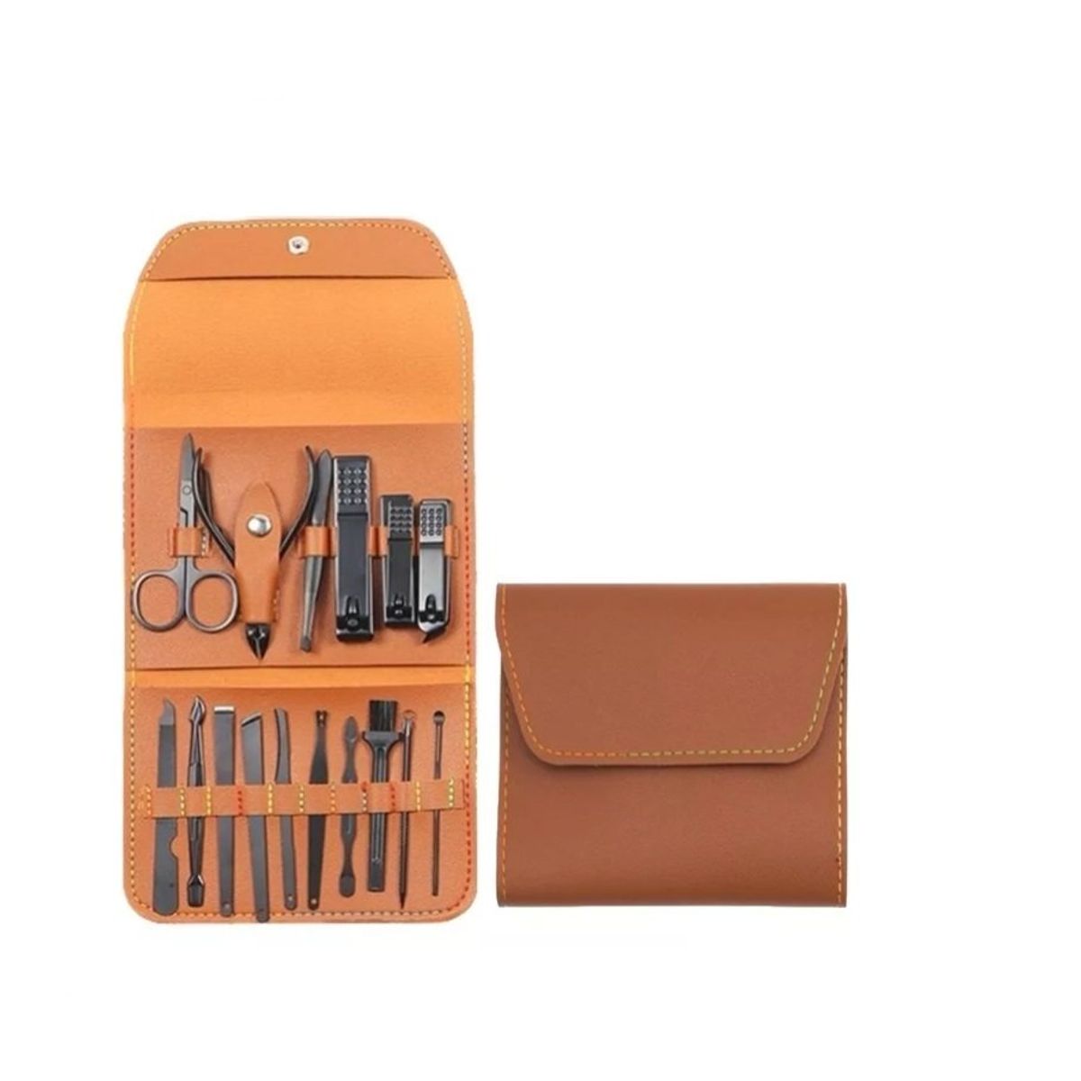 GENERICO - Set Manicure 16 Piezas Herramientas Corta Uñas Profesional Orange