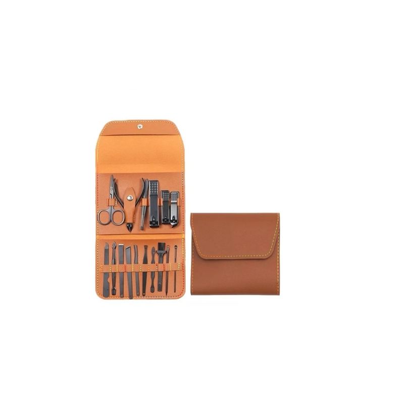 GENERICO - Set Manicure 16 Piezas Herramientas Corta Uñas Profesional Orange