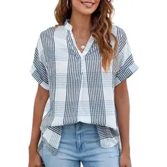 TIOZONEY - Blusa mujer a cuadros