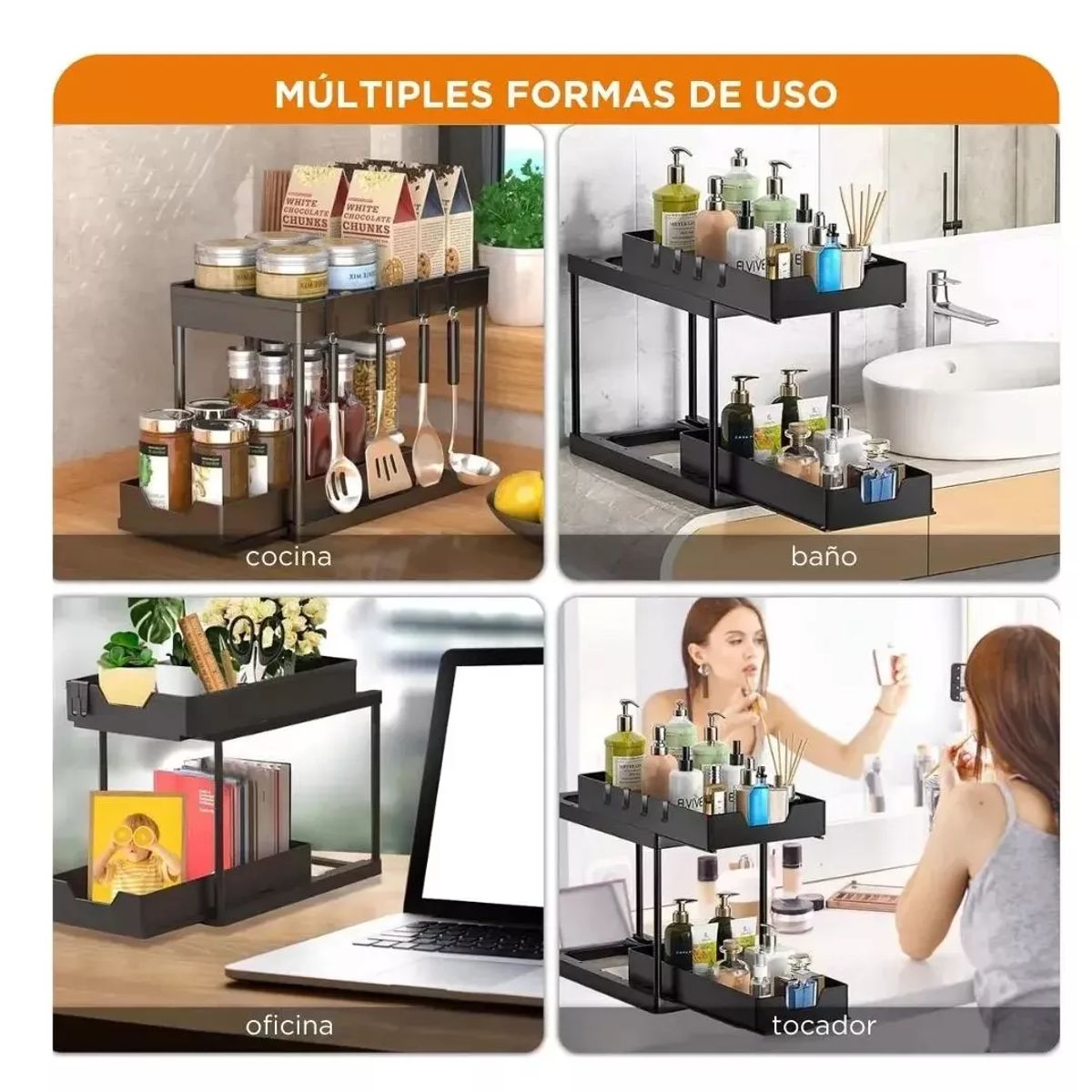 GENERICO - Organizador Cocina Repisa Almacenamiento 2 Niveles Estante