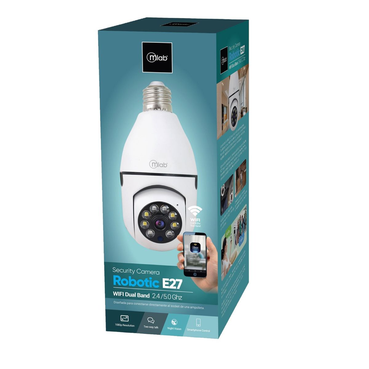 MLAB - Camara de Seguridad Robotic E27 WIFI Dual Band 2.4 / 5.0 Ghz