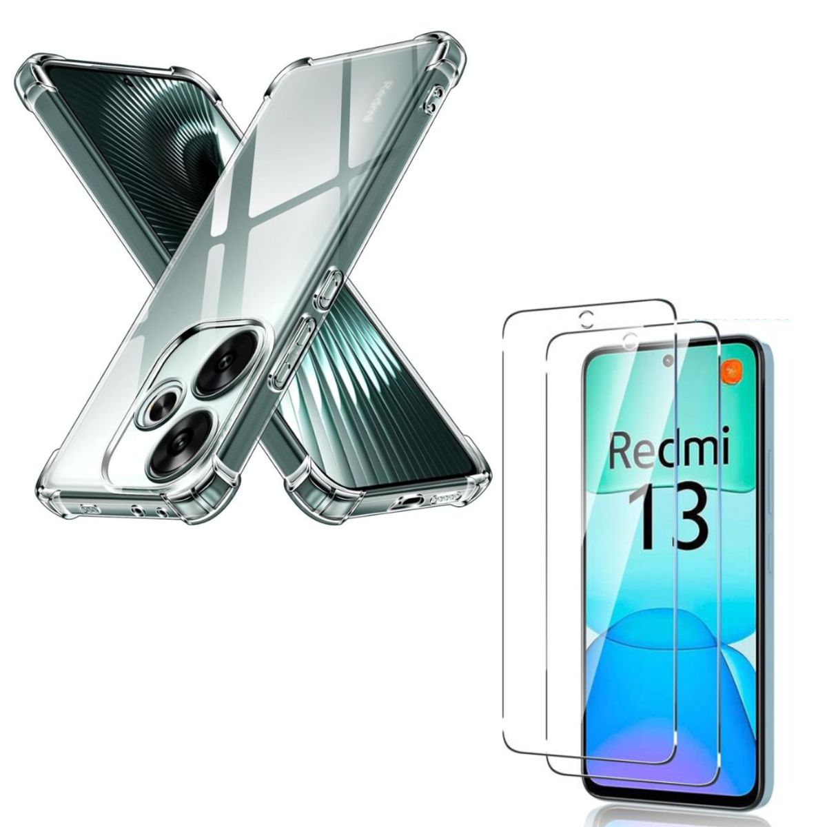 GENERICO - Carcasa Transparente Reforzado Para Redmi 13 4g + Lamina V.