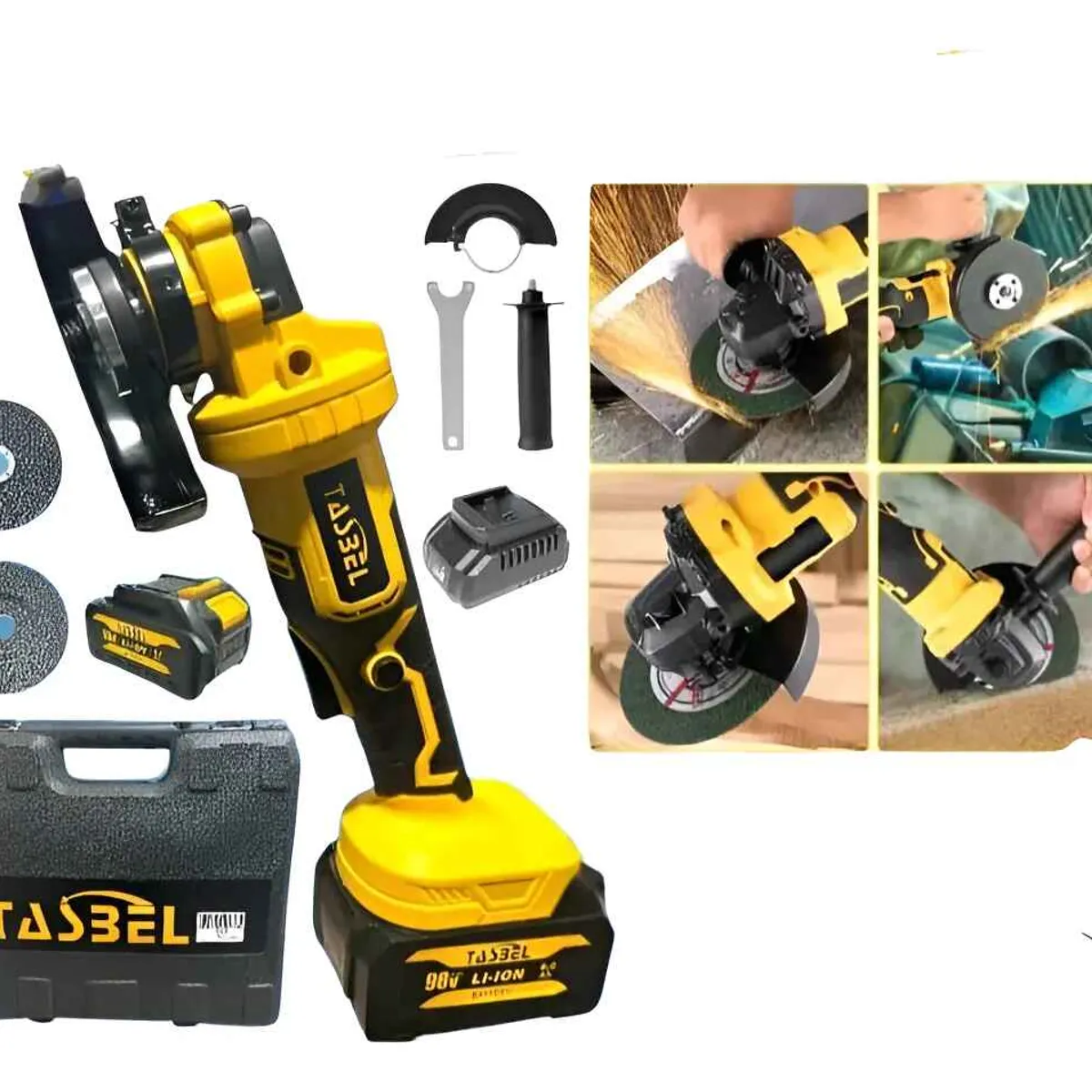 GENERICO - Esmeril Angular Grande Inalámbrico Con Batería Y Cargador