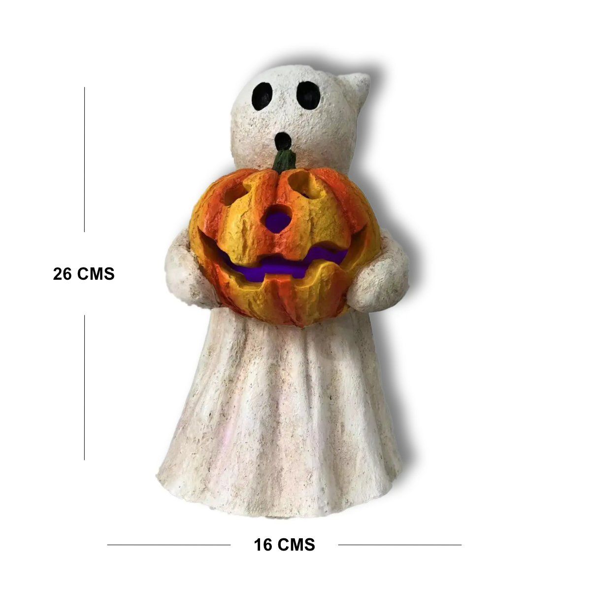 HALLOWEEN - FANTASMA CON CALABAZA DE RESINA LED