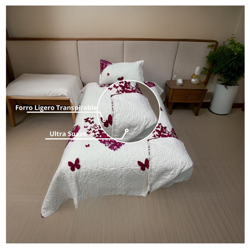 GENERICO - Cubrecama Verano Delgado Quilt Estampados Plaza y Media