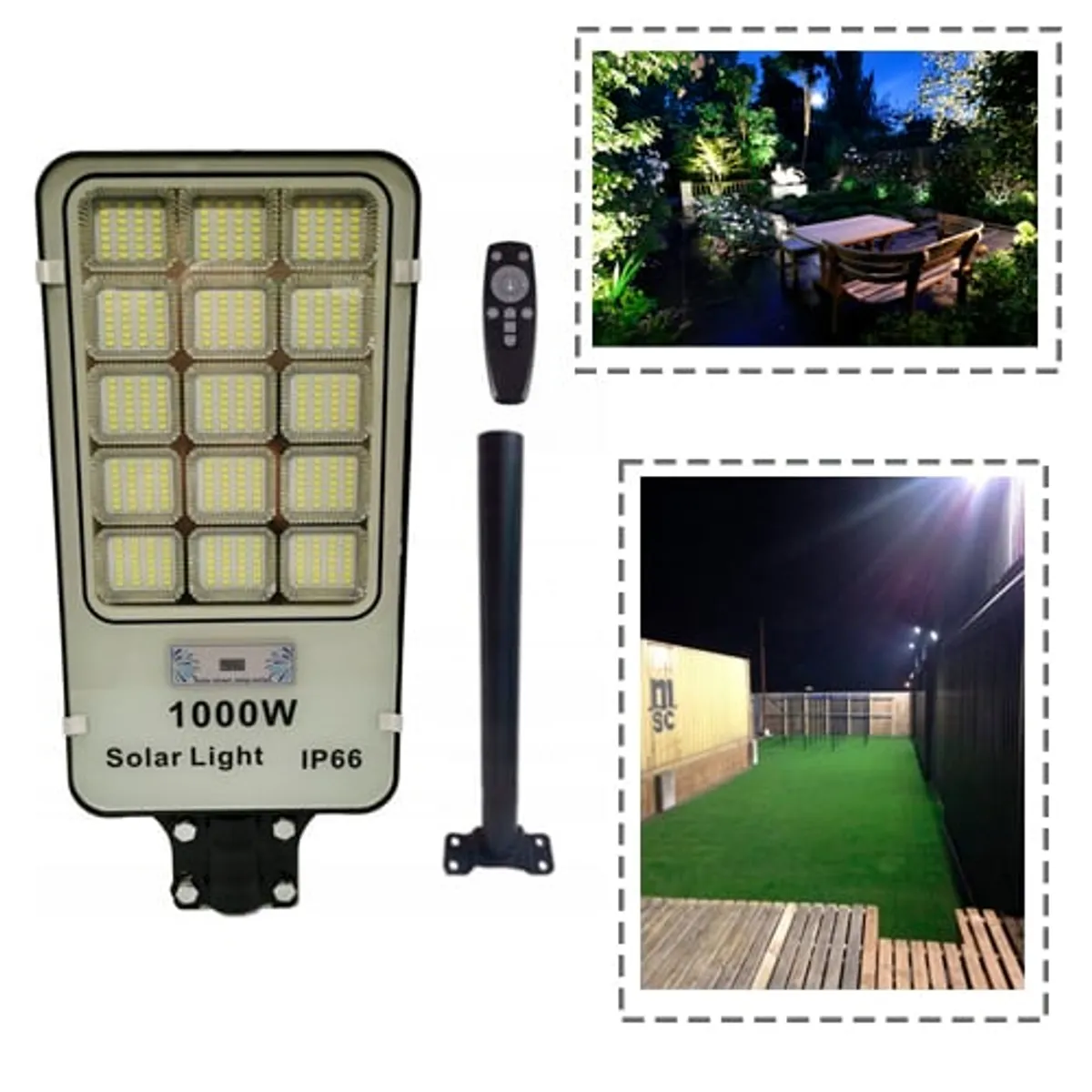 GENERICO - X2 Focos Solares Alta Potencia 1000w Exterior Con Poste
