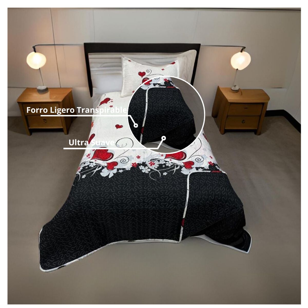 GENERICO - Cubrecama Verano Delgado Quilt Estampados Plaza y Media