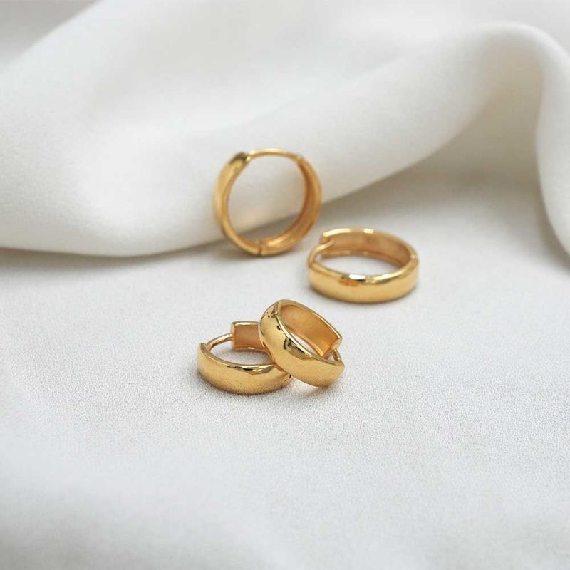 ELLA JOYAS - Aro Argolla Lisa Oro Amarillo 18k
