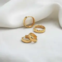 ELLA JOYAS - Aro Argolla Lisa Oro Amarillo 18k