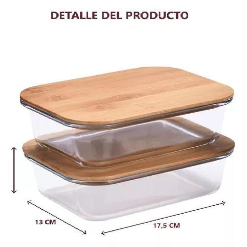 GENERICO - Pack4 Contenedor Frasco Vidrio Bambu Transparente Recipiente