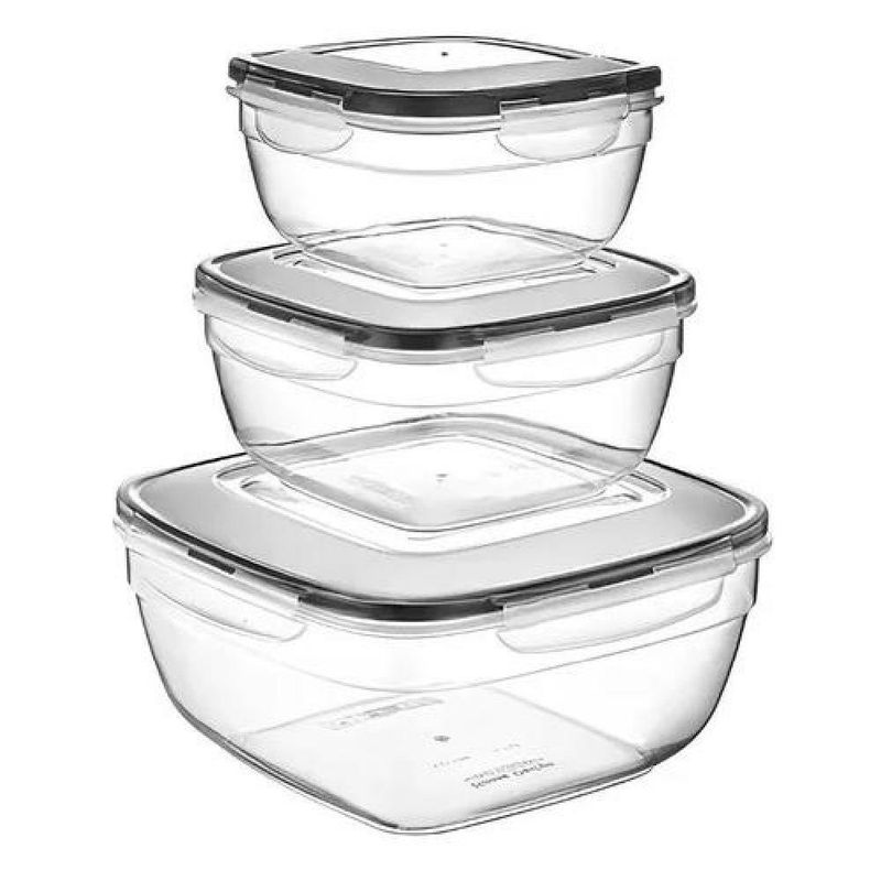 GENERICO - Set 3 Taper Tupper Hermético Para Alimentos Plástico