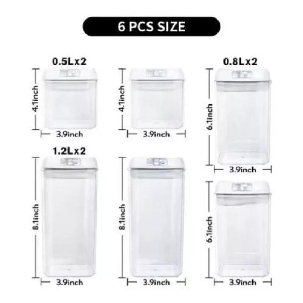 GENERICO - Set De 7 Contenedores Hermeticos De Plastico Cocina Despensa Negro