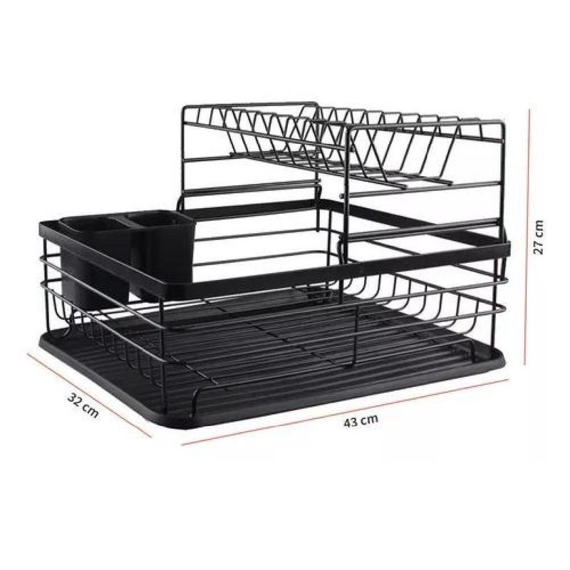 GENERICO - Simplit Escurridor Secaplatos 2 Niveles Acero Inox Color Negro