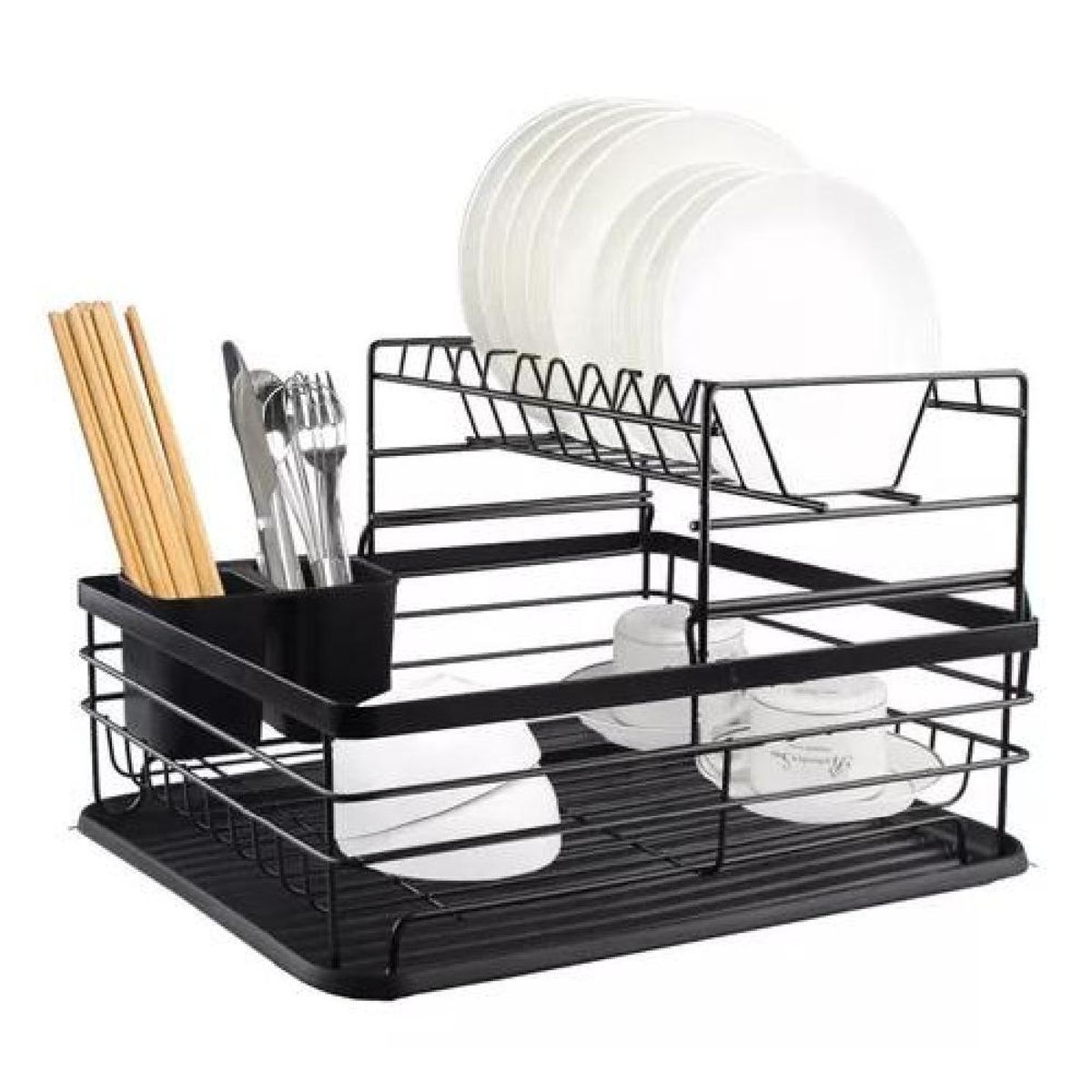 GENERICO - Simplit Escurridor Secaplatos 2 Niveles Acero Inox Color Negro