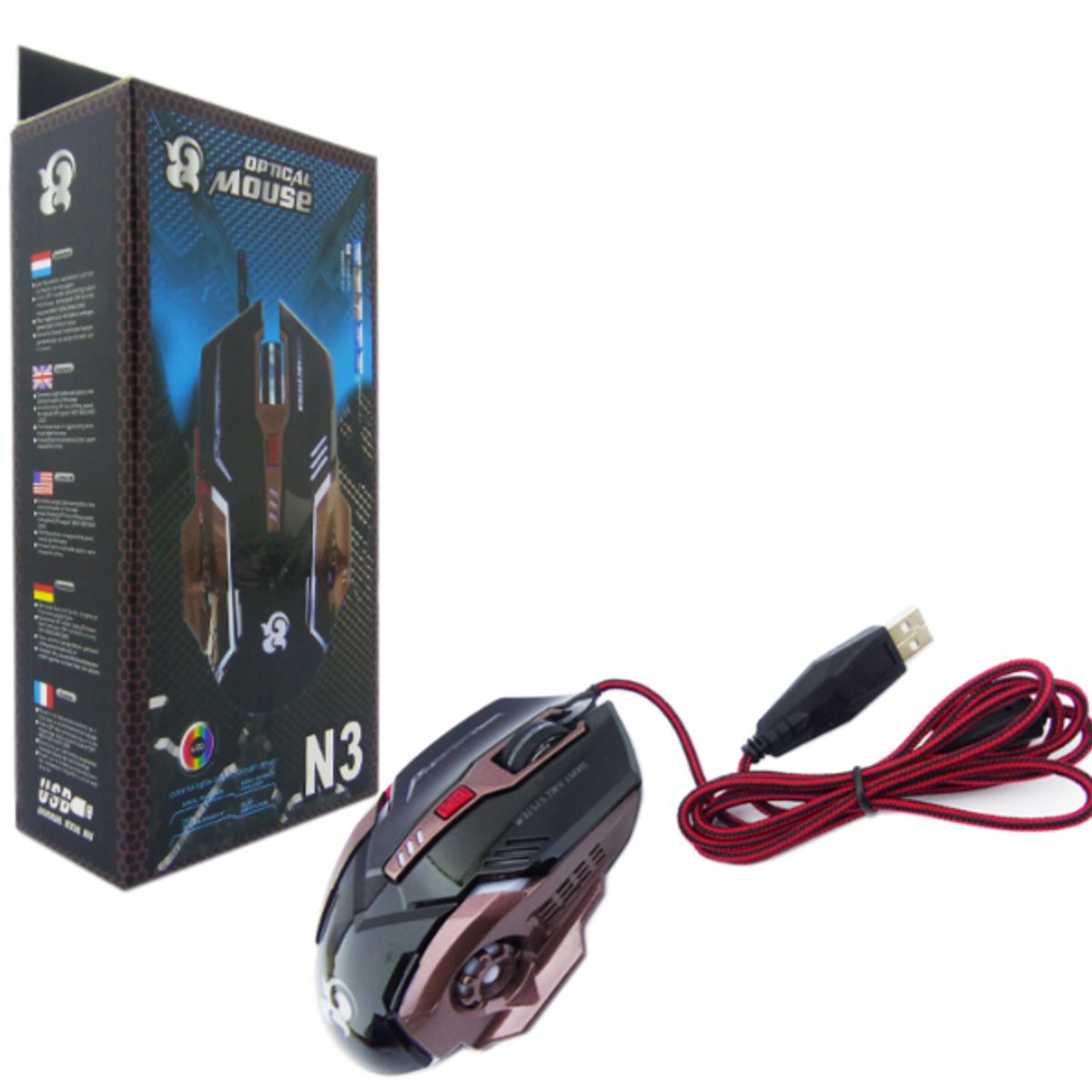 GENERICO - Mouse gamer N3 con USB luz seis botones