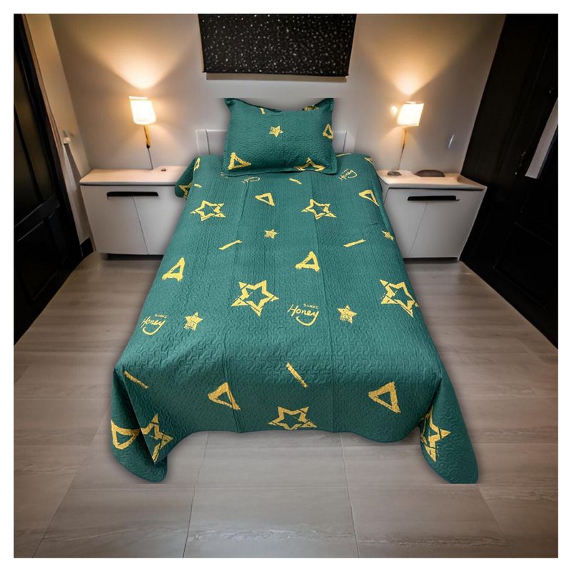 GENERICO - Cubrecama Verano Delgado Quilt Estampados Plaza y Media