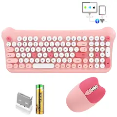 GENERICO - Teclado Y Mouse Inalámbrico Estilo Gato Con Receptor Rosa