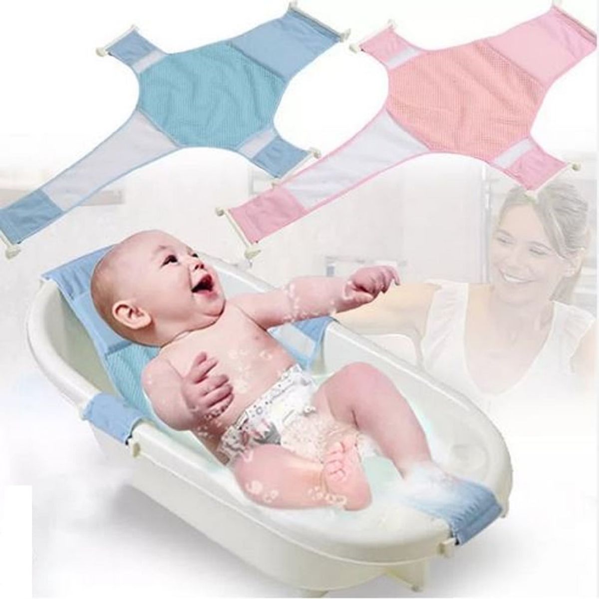 GENERICO - Malla red hamaca seguridad bañera tina bebé Color Rosado