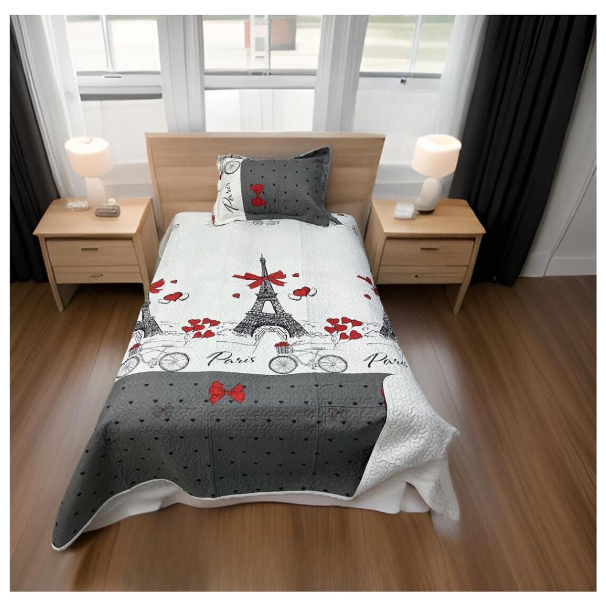 GENERICO - Cubrecama Verano Delgado Quilt Estampados Plaza y Media