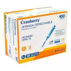 CRANBERRY - Jeringa Desechable 3cc 21g X 1 1/2 Luer Slip