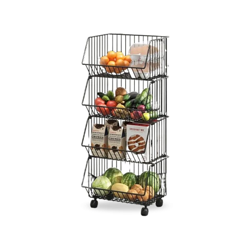 SANTU HOME & DECO - Carrito de Verduras Con Ruedas Desmontable Metálico Cocina Frutas