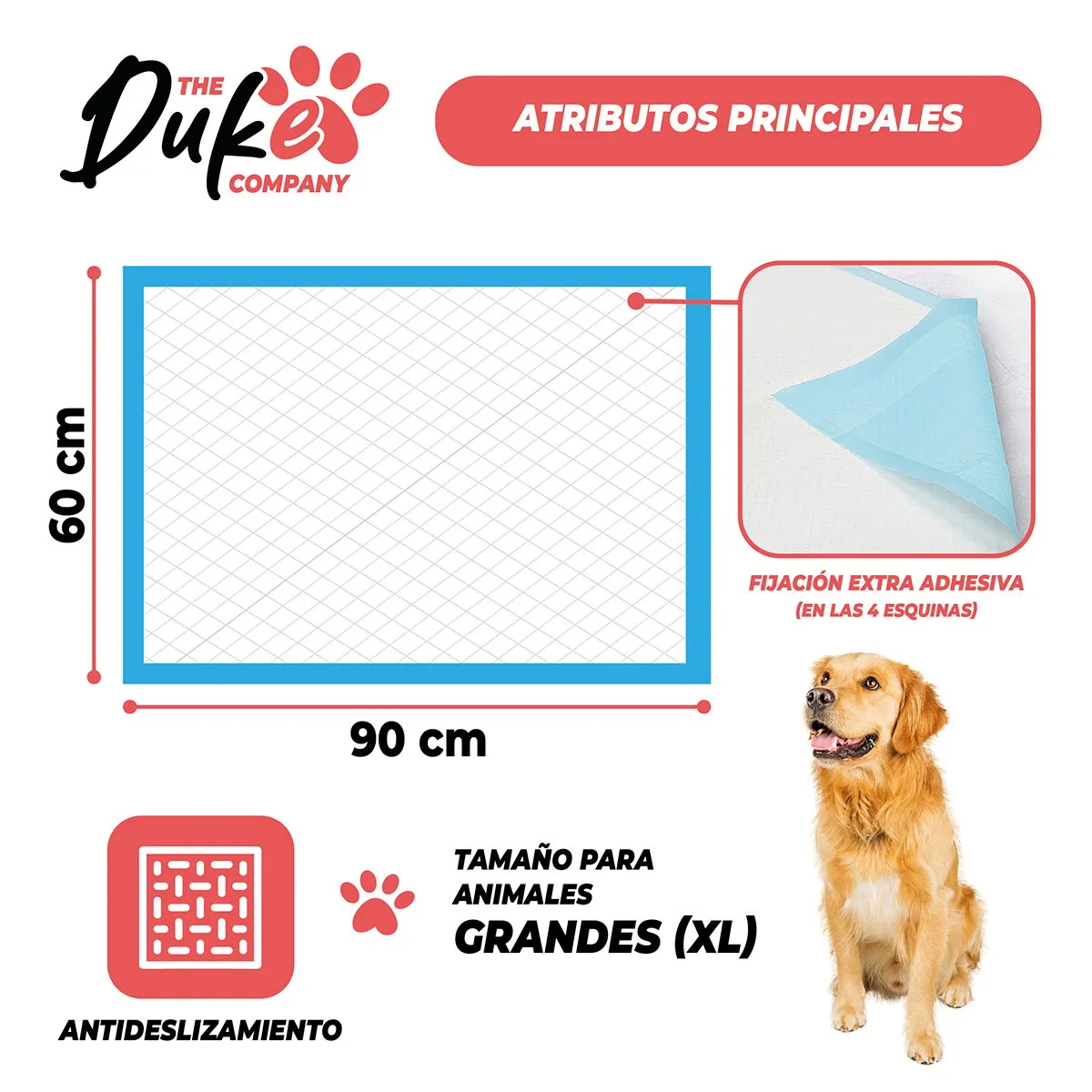THE DUKE COMPANY - Sabanillas Para Perro 90x60 Duke 6 Capas Aromáticas 40U