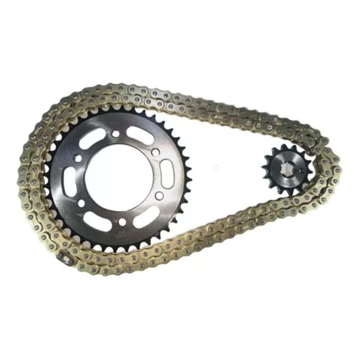 GENERICO - Kit Arrastre Catalina + Piñón + Cadena dorada Dampers  Fz16