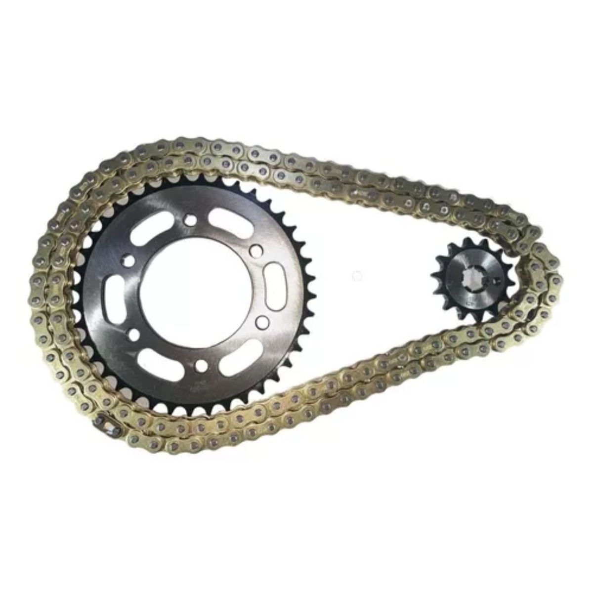 GENERICO - Kit Arrastre Catalina + Piñón + Cadena dorada Dampers  Fz16