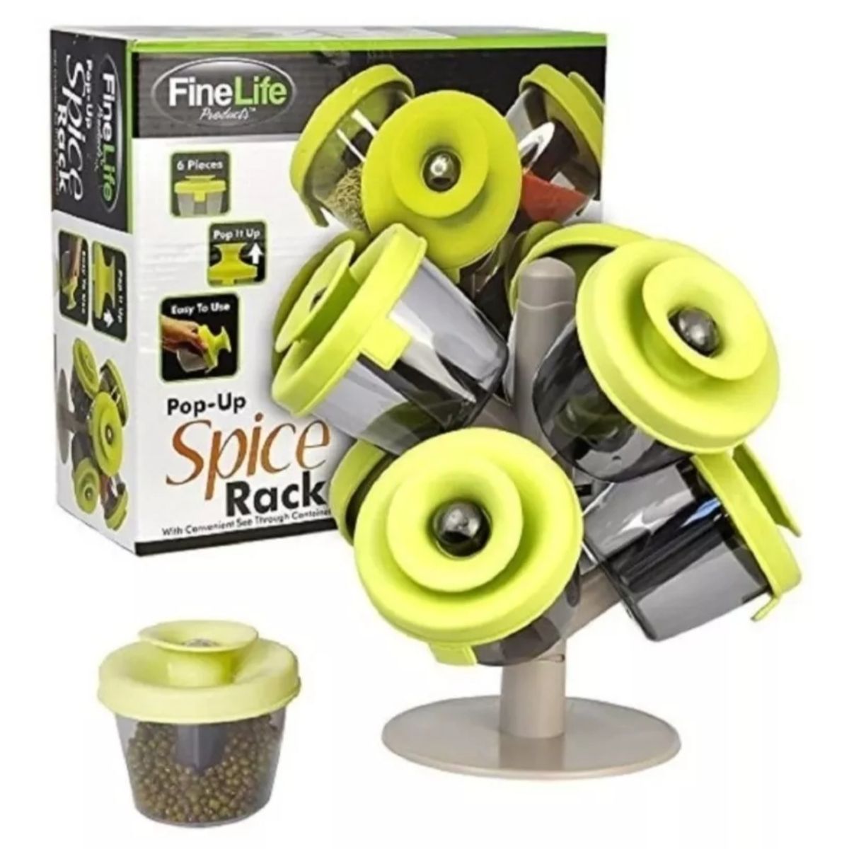 GENERICO - Especiero Spice Rack De 6 Piezas Con Tapas Pop-up