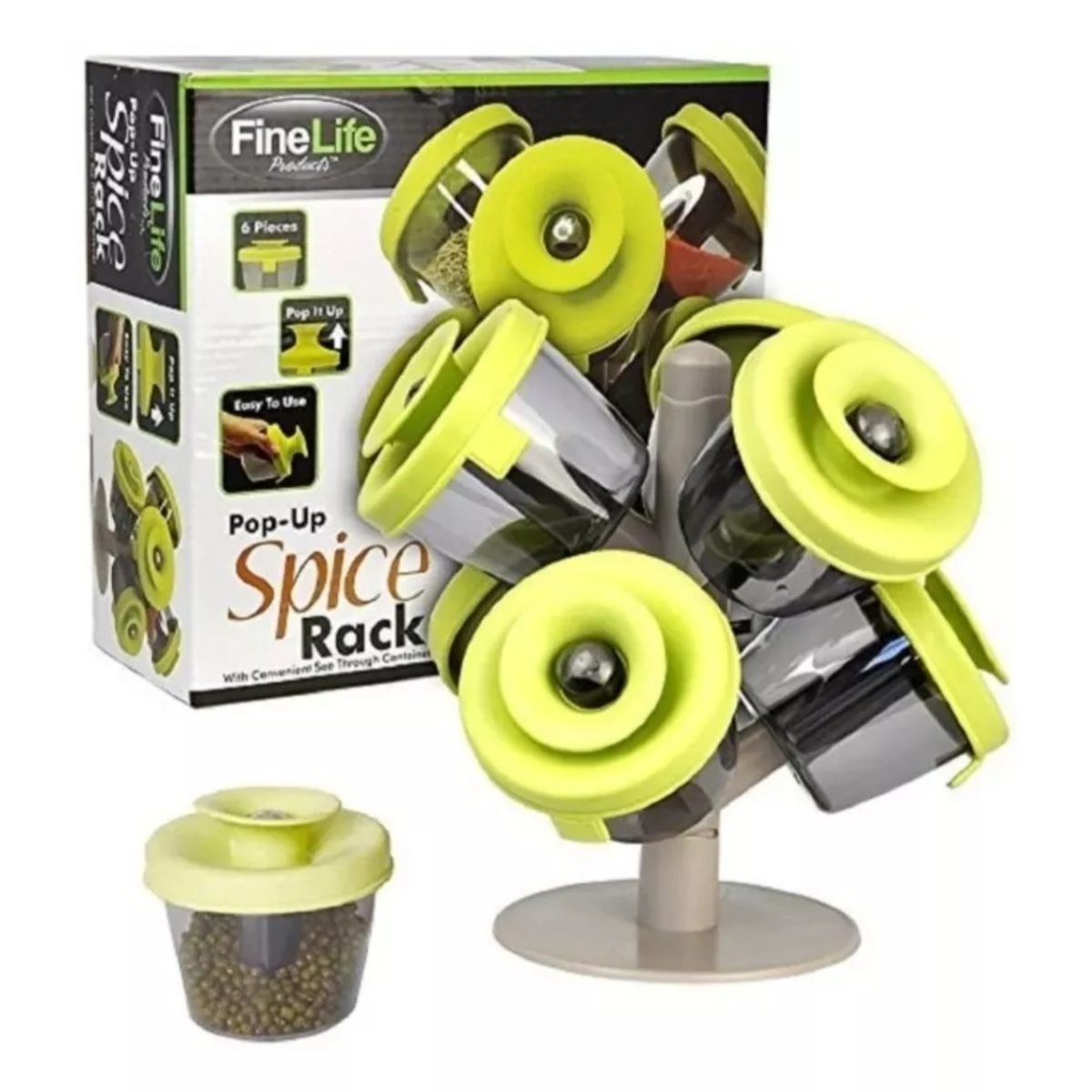 GENERICO - Especiero Spice Rack De 6 Piezas Con Tapas Pop-up