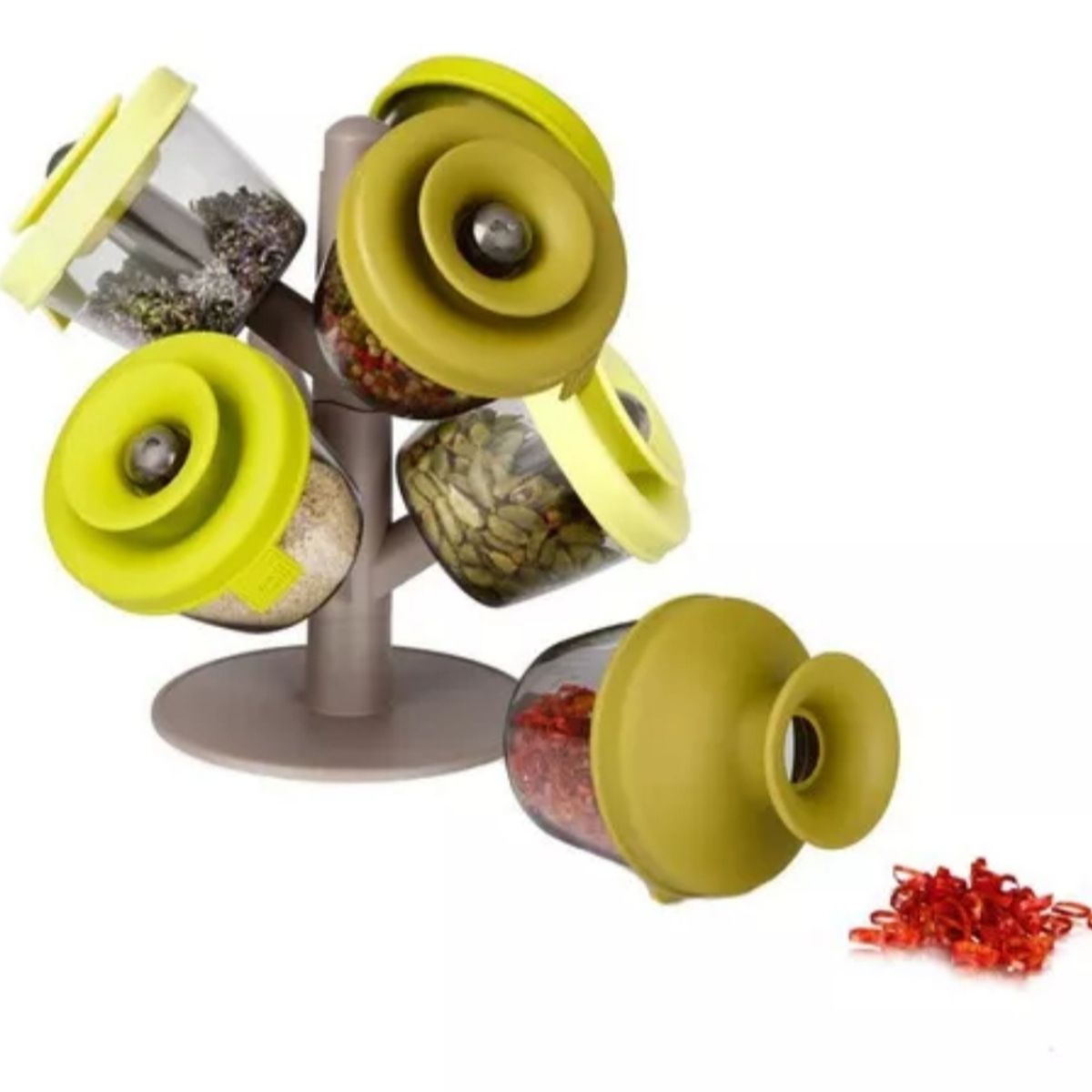 GENERICO - Especiero Spice Rack De 6 Piezas Con Tapas Pop-up