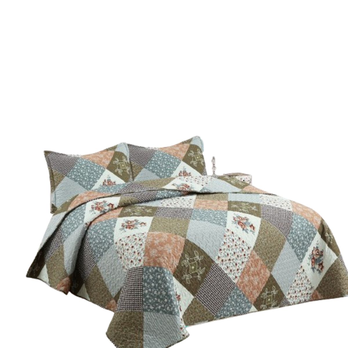 GENERICO - Cubrecama Quilt Verano 2 Plazas - Rombo Multidiseño XF78