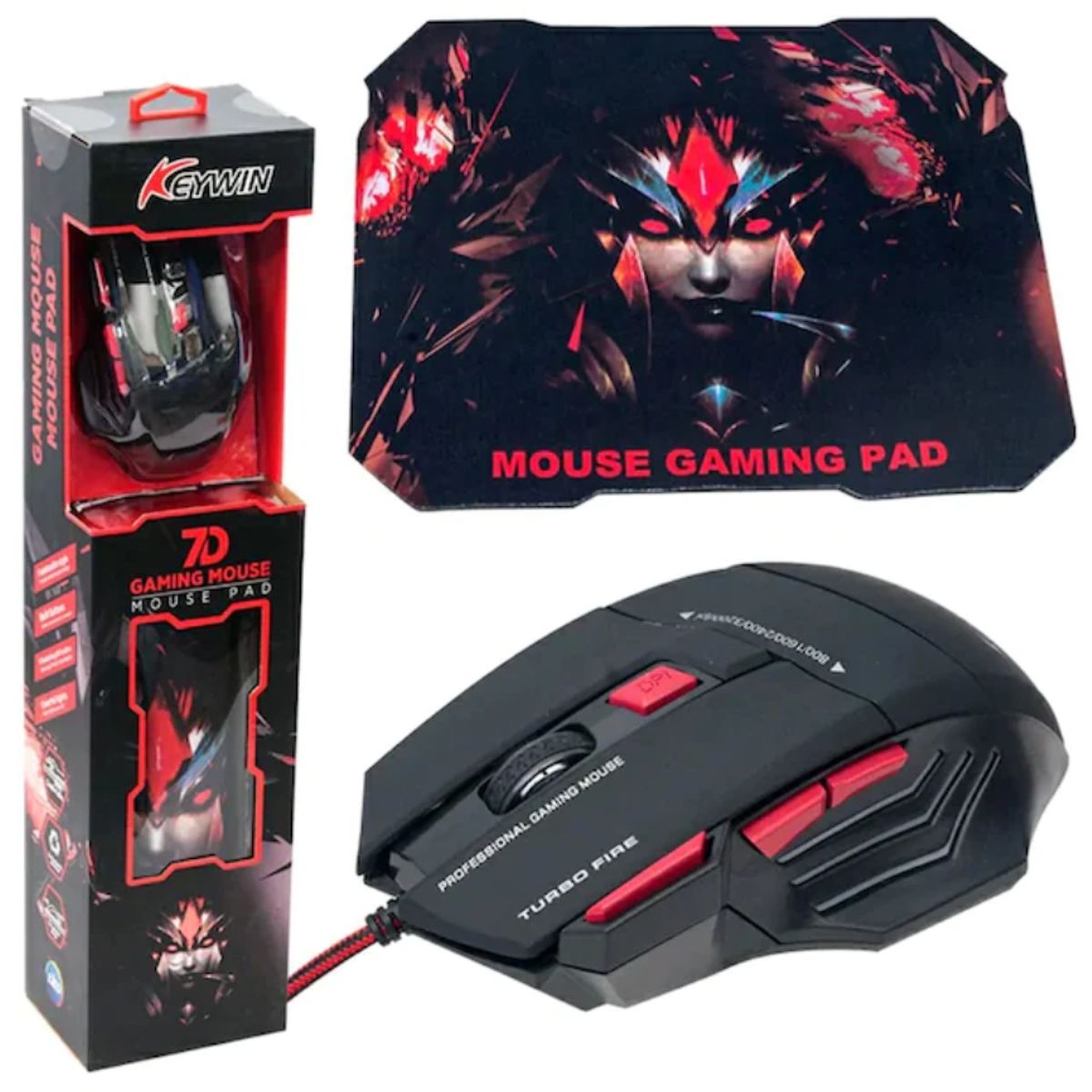 GENERICO - Combo Mouse + Pad mouse 27,5 x 24 cm. color ROJO Y AZUL.
