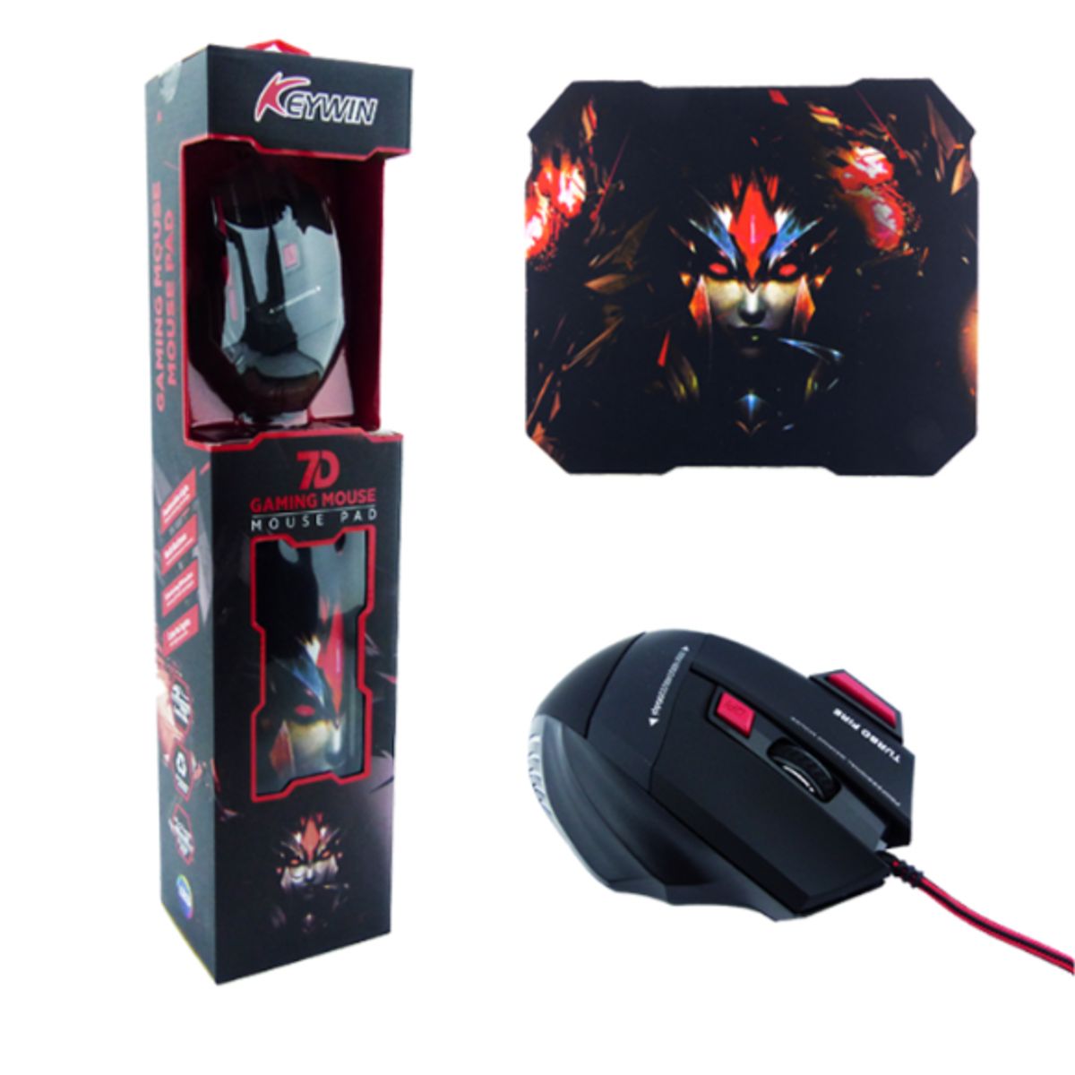 GENERICO - Combo Mouse + Pad mouse 27,5 x 24 cm. color ROJO Y AZUL.