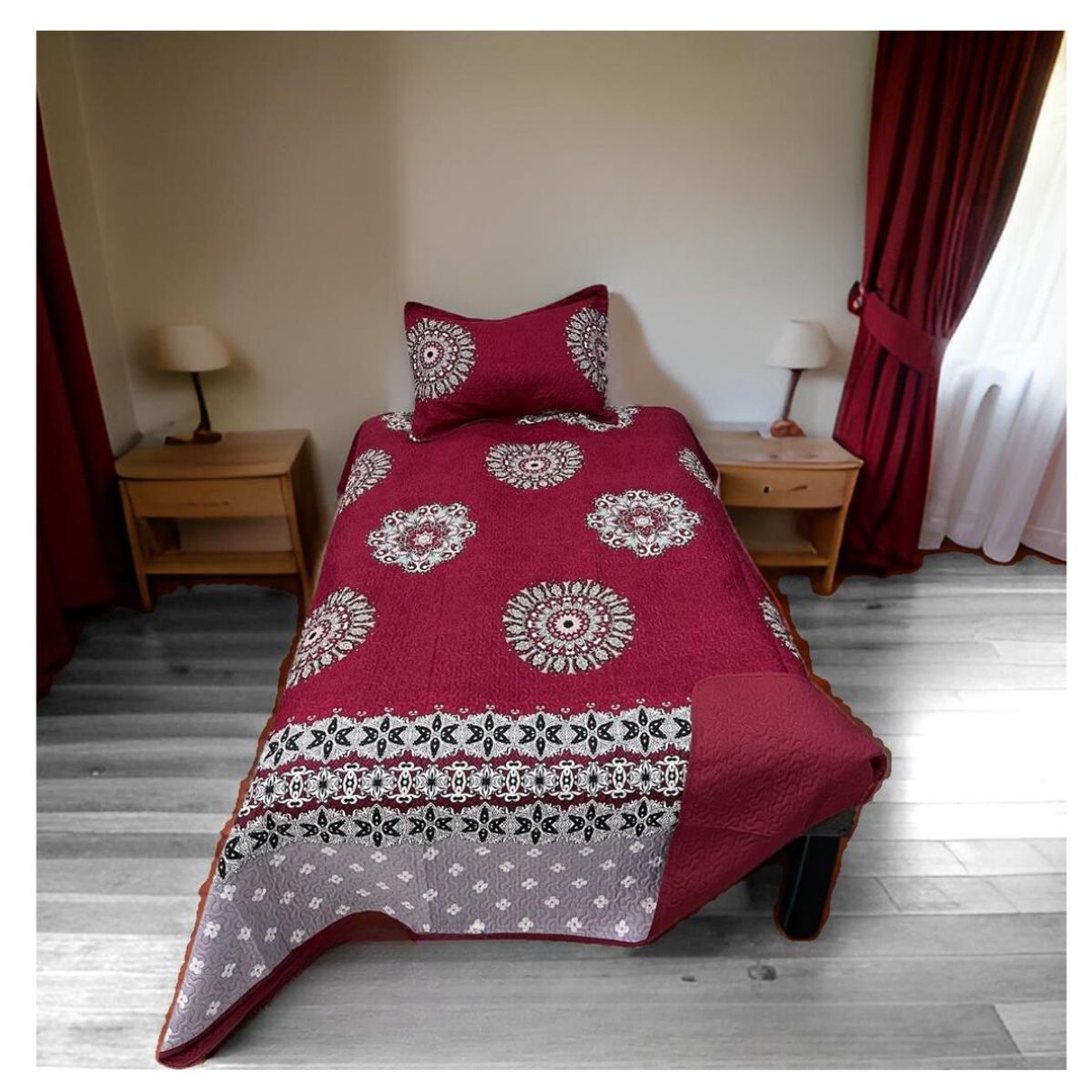 GENERICO - Cubrecama Verano Delgado Quilt Estampados Plaza y Media