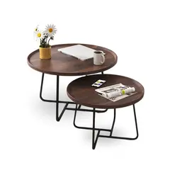 SANTU HOME & DECO - Mesa de Centro Living Doble Madera Nido Auxiliar