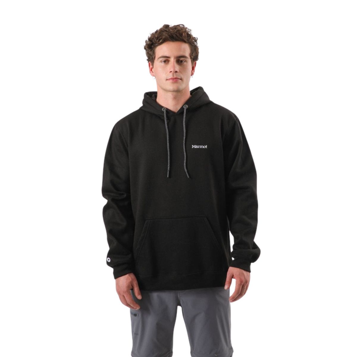 MARMOT - Polerón Chest Logo Hoody Hombre Negro