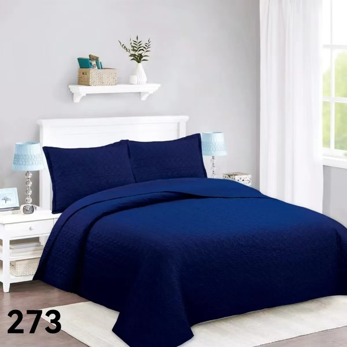 GENERICO - Cubrecama Quilt Verano King - Azul Marino M273