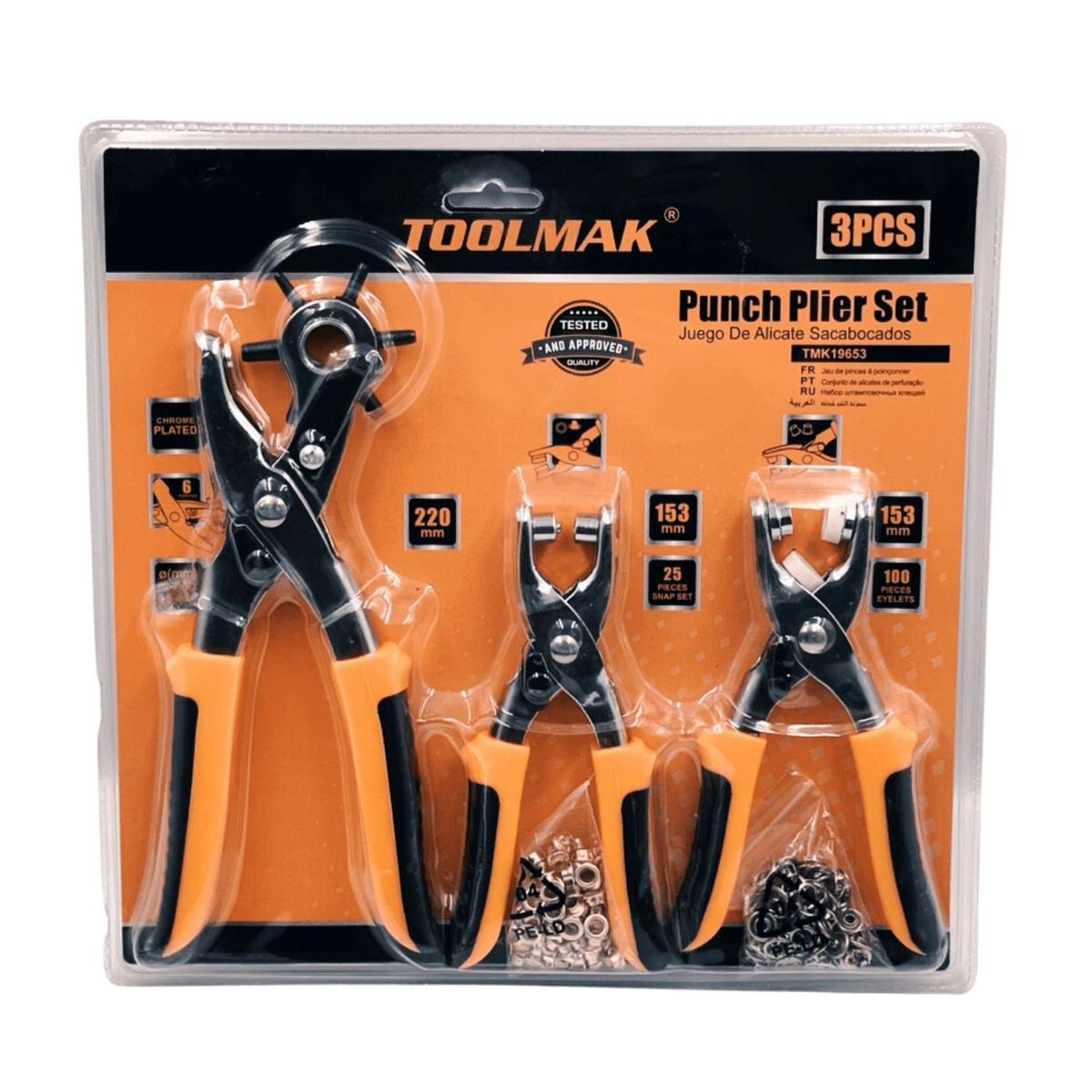 GENERICO - Set 3 Alicates Sacabocados Herramientas Multifuncionales