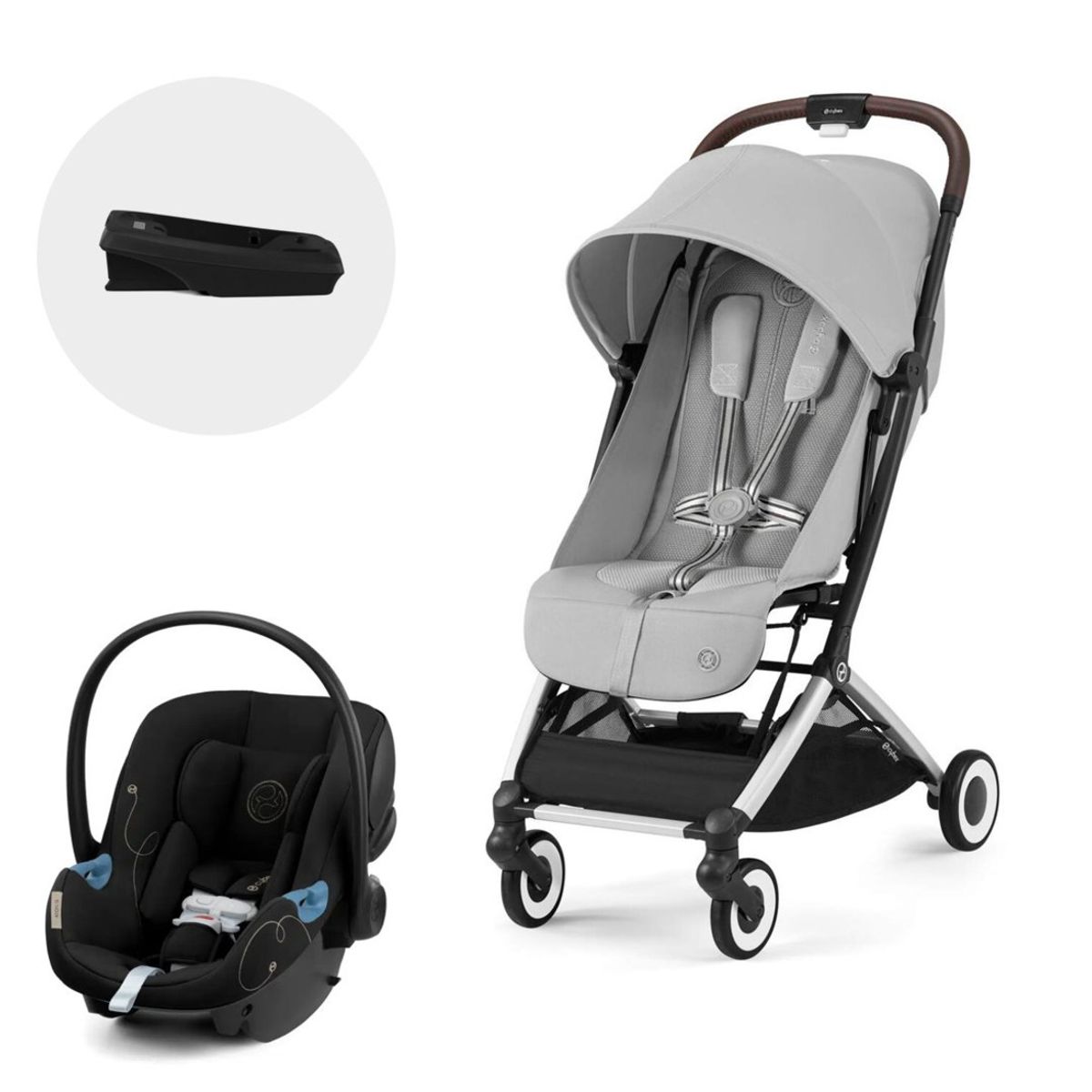 CYBEX - Coche Travel System Orfeo SLV Fog Grey + Aton G + Base CYBEX