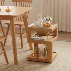 SANTU HOME & DECO - Mesa Lateral Velador con Luz de Madera