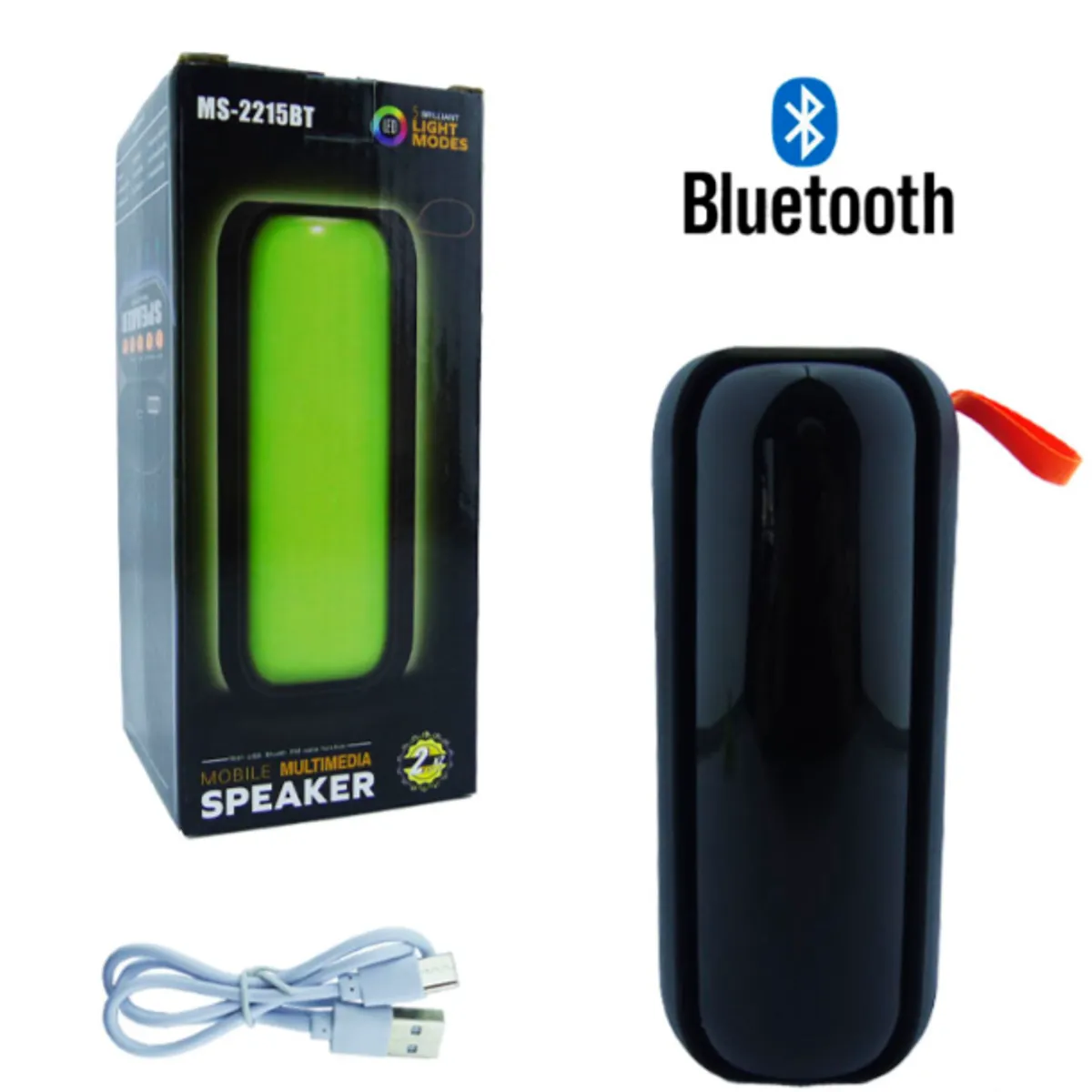 GENERICO - Parlante Recargable Bluetooth Modelo Ms-2215 Con Luz USB Tf Y Auxiliar