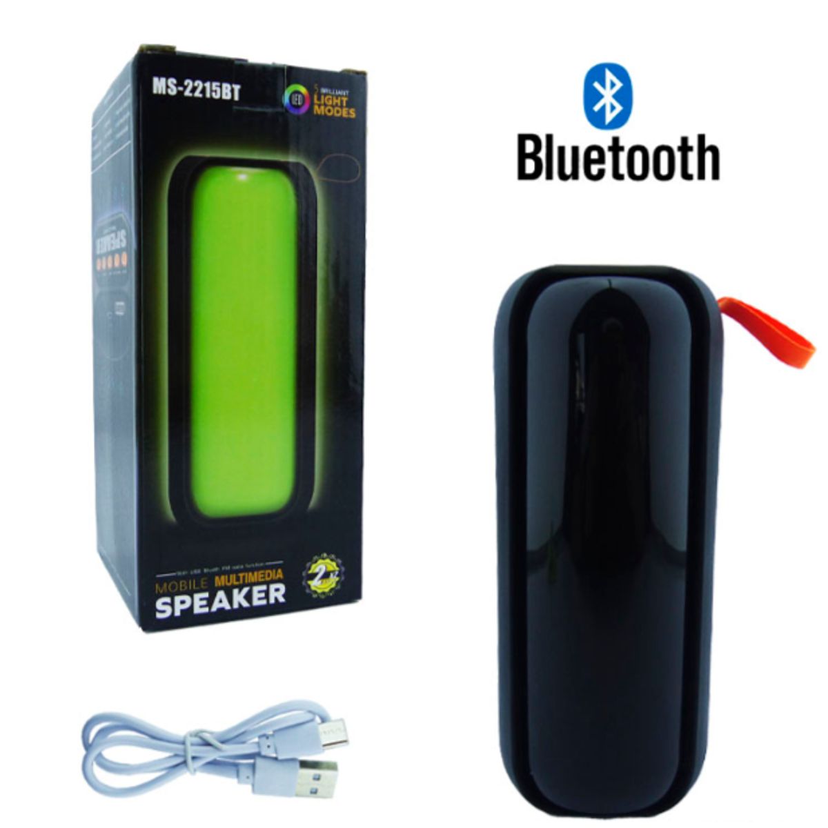 GENERICO - Parlante Recargable Bluetooth Modelo Ms-2215 Con Luz USB Tf Y Auxiliar