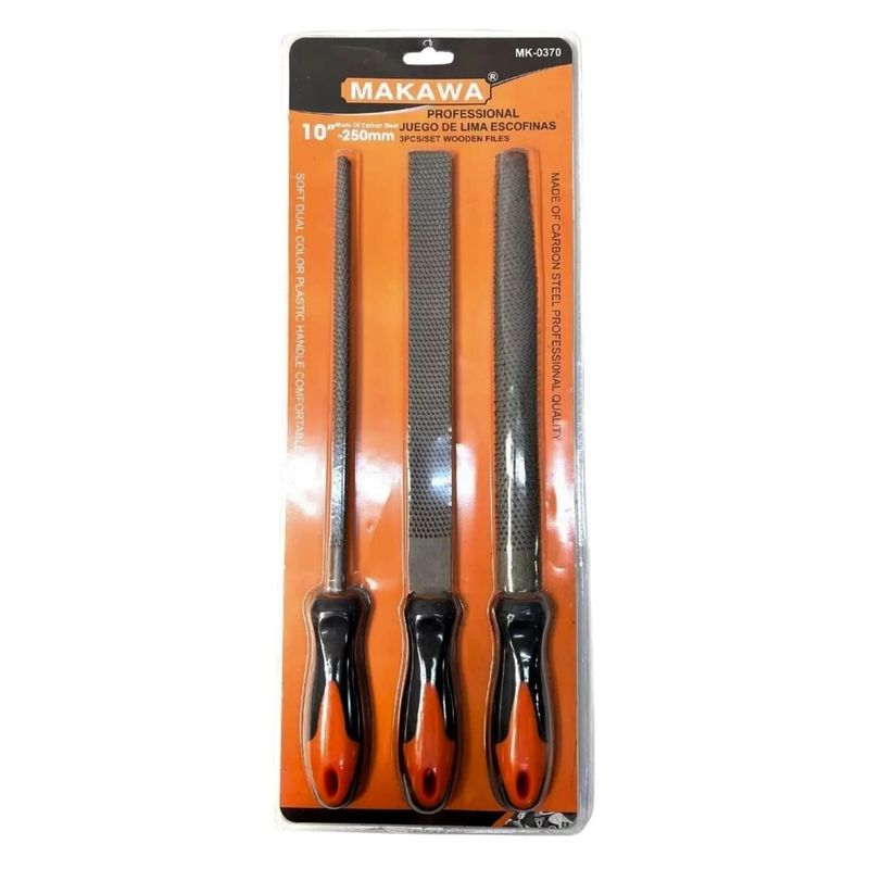 GENERICO - Set Juego de Lima Escofinas 10 Pulgadas 3 Pzas Herramientas