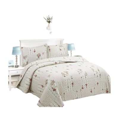 Imagen 2 del producto Cubrecama Quilt Verano King - Beige Cuadrille Rosas 021