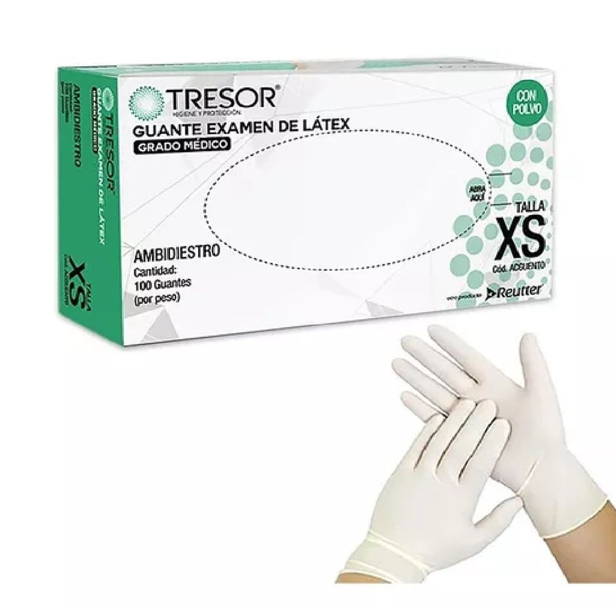 CRANBERRY - Guantes Latex Blanco Tresor Talla Xs Caja De 100 Unidades
