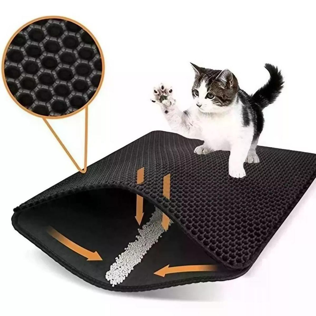 GENERICO - Alfombra Impermeable Salida Arenero Gato 45x60cm - Negro
