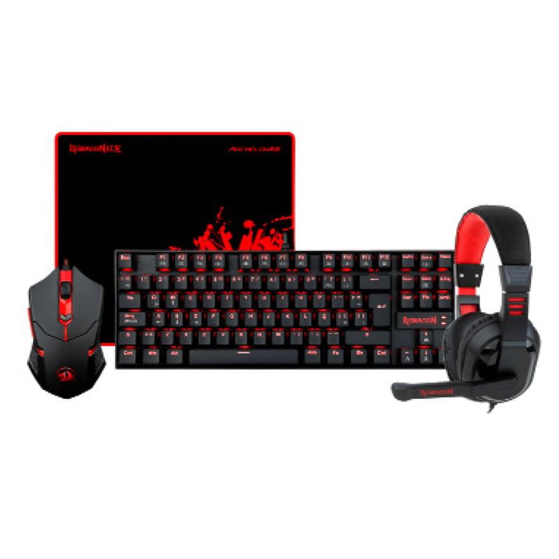 REDRAGON - Combo 4 En 1 Teclado Mouse, Audífonos Redragon K552-Bb-1 REDRAGON