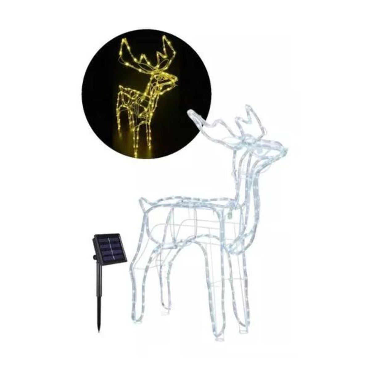 GENERICO - Reno Navideño Luz Led Solar Decorativo 90cm Amarillo